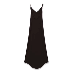 Elegante abito lungo nero senza schienale con scollo a V e spalline sottili per l'estate