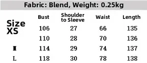 Detailed size chart for lace satin midi dress with measurements from XS to L