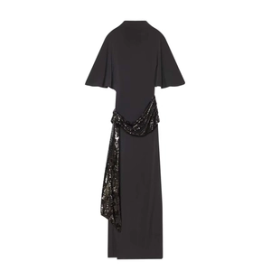 Abito Maxi da Donna Sexy Senza Schiena con Paillettes Elegante Scollatura All'Americana Senza Maniche Vita Alta Aderente