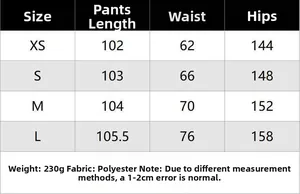 Size chart for vintage blue jacquard loose lantern pants with measurements and fabric details