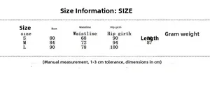 Size chart for women's sequin bow dress showing bust waist and length measurements in cm