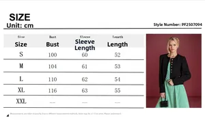 Detaillierte Größentabelle für Tweed-Cardigan für Damen mit Oberweite und Ärmellänge