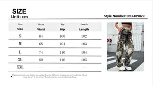 Tabella taglie per pantaloni cargo mimetici da donna a vita alta con tasche laterali