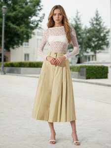 Women High Waist Pleated Wide Leg Pants Elegant Rayon Culottes Khaki Fashion Trousers For Daily Commuting Office Wear