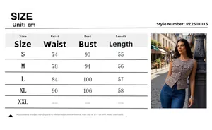 Tableau des tailles pour gilet en tweed pour femmes montrant buste et taille