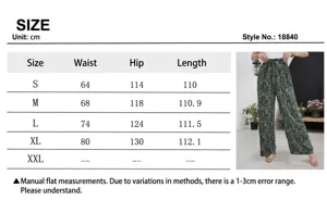 Guide détaillé des tailles pour pantalon large à fleurs à taille haute pour femmes