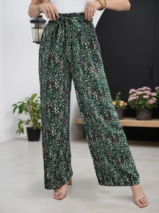 Pantalon Large à Taille Haute Floral Vintage pour Femmes Été Décontracté Ample avec Nœud Pantalon Long Élégant Vacances