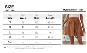 Guide des tailles pour jupe à taille haute avec mesures de taille et hanches