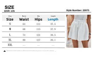 Tableau des tailles pour shorts jacquard femme montrant les mesures de taille et hanches