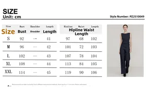 Tableau des tailles pour ensemble haut sans manches rayé et pantalon droit femme