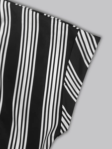 Detail of the high-quality stitching and striped contrast fabric on the short sleeve cuff