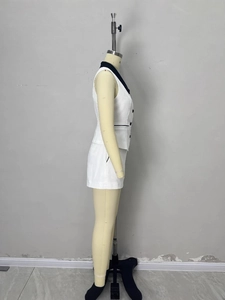 Chic white two-piece set featuring a contrast lapel vest and matching tailored shorts