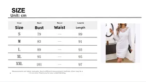 Tableau des tailles détaillé pour la robe élégante en dentelle blanche de la taille S à XXL