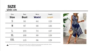 Tableau des tailles pour robe chemise imprimée montrant mesures poitrine et taille