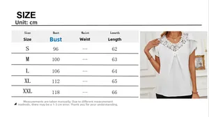 Guide des tailles pour haut sans manches blanc avec broderie en dentelle pour femme