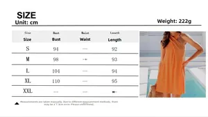 Guide des tailles pour robe d'été dos nu trapèze avec mesures du buste et de longueur