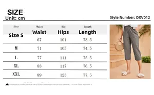 Guide des tailles avec mesures de taille et hanches pour pantalon court femme