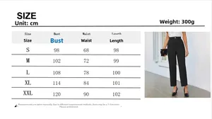 Tabella taglie per pantaloni eleganti da donna con vita elastica e misure dettagliate