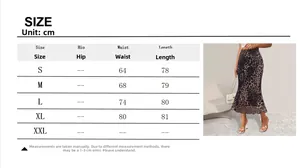 Tableau des tailles détaillé pour la jupe midi sexy à imprimé léopard avec mensurations