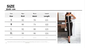 Tableau des tailles pour robe en maille élégante avec mesures de buste et taille