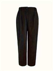 Women's high waist corduroy straight trousers with pleated design and button closure