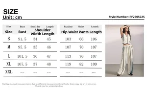 Tableau des tailles pour ensemble gilet rayé et pantalon large femme du S au XXL