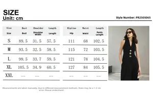 Detaillierte Größentabelle für Damen Weste mit V-Ausschnitt und weite Hose in S bis XL