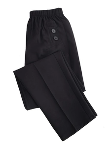 Women's high waist casual trousers with elastic waistband and decorative button details
