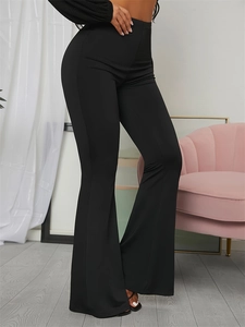 Pantalones de yoga de talle alto para mujer, diseño de campana ajustado y cintura elástica
