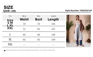 Detailed size chart for white lace midi dress with backless design and measurements