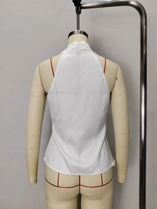 White satin halter neck backless vest top for women featuring a slim fit sleeveless design