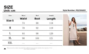 Detailed size chart for the summer sleeveless maxi dress with sailor collar and waist measurements