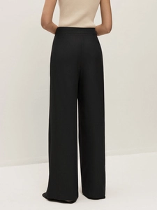 Women's black high-waist wide-leg trousers with sleek straight cut for office wear