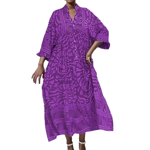 Bohemian purple floral maxi dress with V-neck and loose fit for summer vacation wear