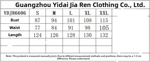 Detailed size chart for the women sleeveless midi dress with bust and length measurements