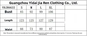 Detailed size chart for square neck pleated sleeveless dress with bust and waist measurements