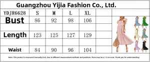 Size chart for flutter sleeve square neck dress including chest, waist and length details