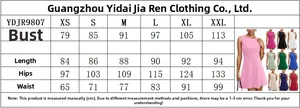 Guide des tailles pour robe mini sans manches avec mesures de poitrine et de taille
