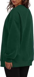 Detailed back view of an oversized dark green sweatshirt showing premium knit texture