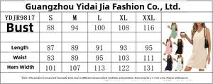 Tableau des tailles pour robe sans manches à col en V et fente latérale du S au XXL