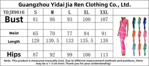 Tableau des tailles pour robe à fleurs sans manches montrant buste, taille et longueur cm