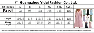 Size chart for V-neck short sleeve eyelet dress with bust and length measurements