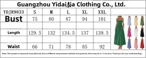 Size guide for pleated spaghetti strap dress showing measurements for S to XXL sizes