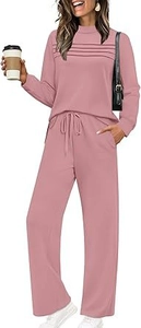 Survêtement rose deux pièces avec sweat à col rond et pantalon de jogging à taille haute