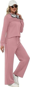 Ensemble sweat rose avec fente latérale et pantalon large à cordon de serrage