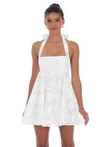 Women Elegant Halter Backless Mini Dress Rose Jacquard Bow Tie A-Line Sexy Party Banquet Sleeveless Dress