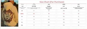 Size chart showing XS to XXL measurements for the Chasing Sunsets embroidered hoodie