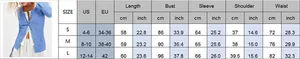 Size chart showing S, M, L measurements for long sleeve slim fit knit cardigan shirt