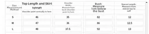 Detailed size chart for retro polka dot top showing bust, shoulder, and length measurements