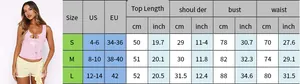 Tableau des tailles pour débardeur à sequins slim femme en tailles S, M, L